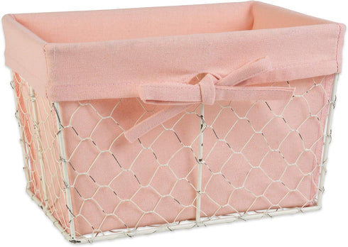 DII Farmhouse Chicken Wire Storage Baskets with Liner, Set of 3, Antique Blush, Assorted Sizes