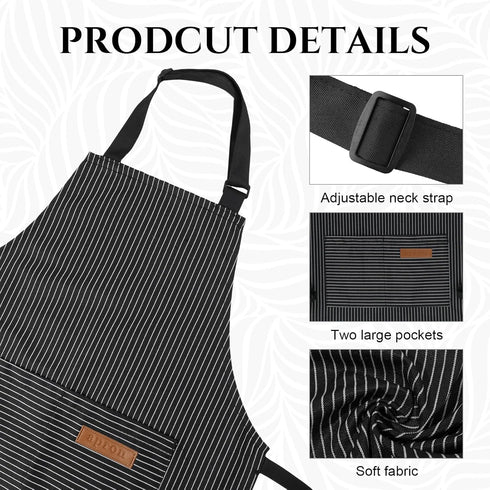 Stripes Kids Cooking Apron, Adjustable Kids Apron with 2 Pockets for Boys and Girls