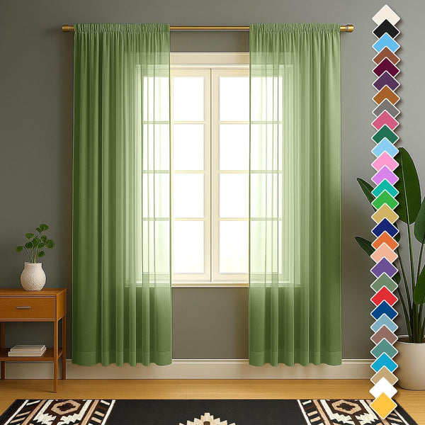 YHSF 2 Panel Set Sheer Curtains - Elegant Rod Pocket Solid Voile Drapes for Bedroom/Living Room, 54" W x 84" L