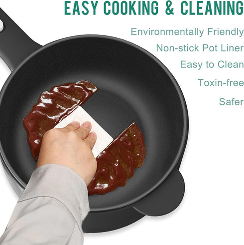 Dezin Electric Cooker - 2L Non-Stick Sauté Pan for Rapid Noodles, Mini Pot for Steak, Egg, and Soup