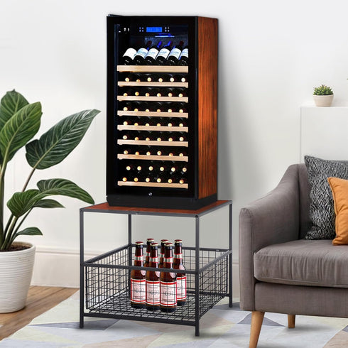 2 20 inch SUPER DEAL Tier Side Table with Mesh Basket, Square End Table Nightstand for Bedroom Living Room, Mini Fridge