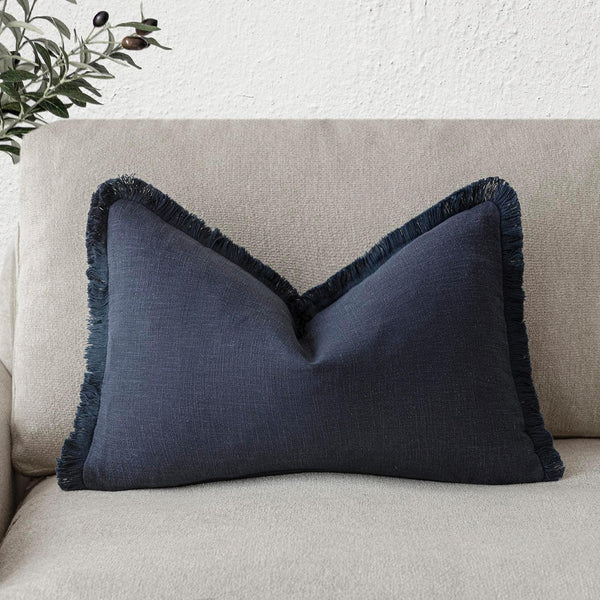 Foindtower Decorative Linen Fringe Throw Pillow Covers Cozy Boho Farmhouse Cushion Cover