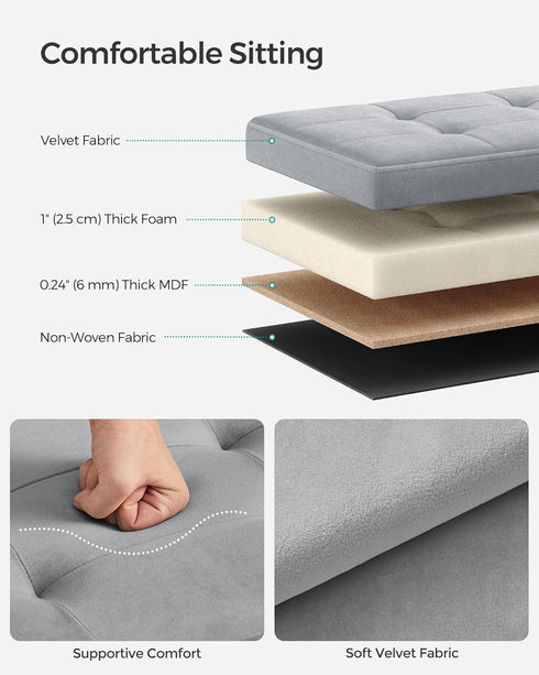 12.2 16.1 Inches 286 lb, ULSF200G02 SONGMICS Storage Ottoman, Foldable Small Ottoman Foot Rest, x Foot Stool, Ottoman