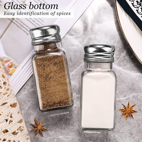 Set,DWTS Salt and Pepper Shakers DANWEITESI Salt Shaker with Stainless Lid-Glass Spice Jars Kitchen Gadgets,Clear