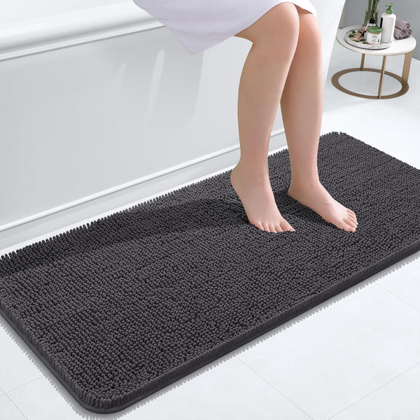 OLANLY Bathroom Rugs 47x20, Extra Soft Absorbent Chenille Bath Mats, Non-Slip, Machine Washable for Bathroom Floor