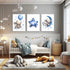 Set 3, 12x16 Baby Boy Nursery Canvas Wall Art of Blue Elephant Moon and Stars Picture Wall Decor Painting, Cute Animal