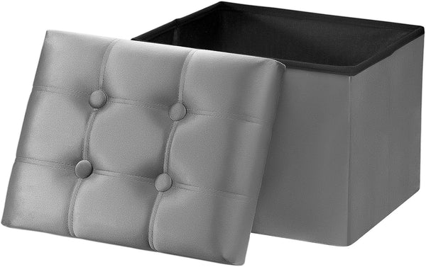 AmasSmile Storage Ottoman Foot Rest Stool, 17 inch Velvet Footstool Bench, Short