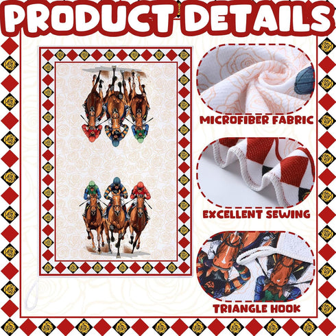 Geyoga 6 Summer 16 24 Inch Pieces Derby Kitchen Towels Horse Racing Rose Dish Hand Towel Absorbent Tea Washcloth
