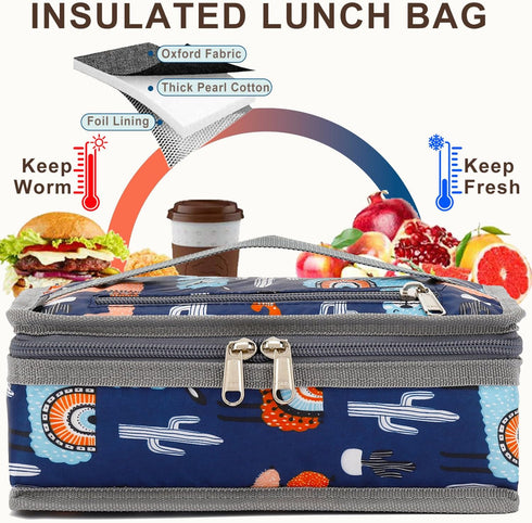 FlowFly Small Insulated Lunch Box, Portable Soft Bag Mini Cooler Thermal Meal Tote Kit for Work & School (Alpaca)