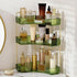 INVSSENE Corner Bathroom Countertop Organizer, Vanity Trays for Bathroom Counter, Makeup Organizer,