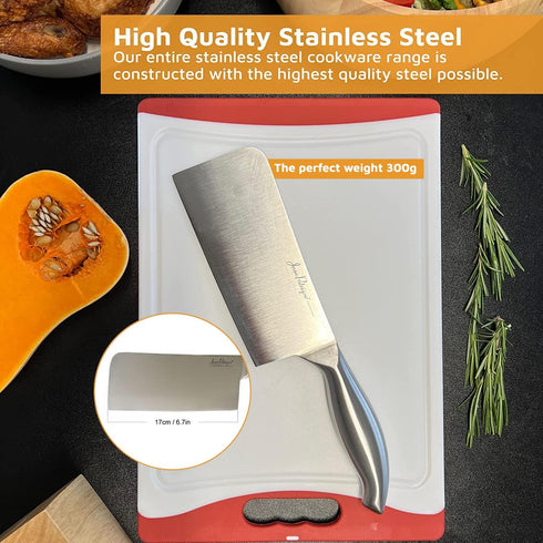 Jean-Patrique Cleaver Butcher Knife, Single Forged with Razor Sharp Edge, Kitchen Chopping Knife