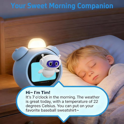 VoxNimbus AI Kids Alam Cleck with Voice Control, Children's Focus Ready to Rise Sleep Trainer, AI Assistant Smart