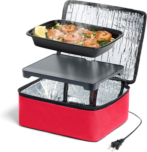 HotLogic Mini Portable Electric Lunch Box Food Heater, Red - Innovative Food Warmer for Car/Home, 120V