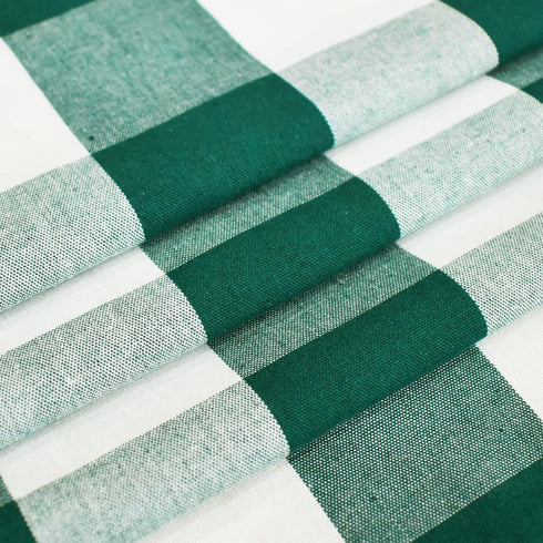 NATUS WEAVER 2 12" 120" Cotton Dark Green & White Side Buffalo Check Farmhouse Table Runner for Family Dinners