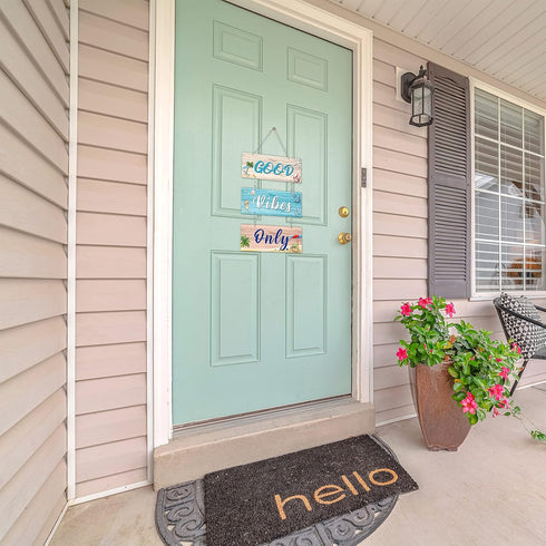 Hotop Beach Sign Decor, Hanging Sea Decorations with Starfish and Seahorse Wall Plaque for Elegant Beach Decoration