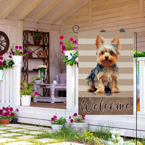 Yorkie Garden Flag 12x18 Inch, Home Garden Welcome Dog Spring Yard Flag Double Sided for Outdoor Decoration