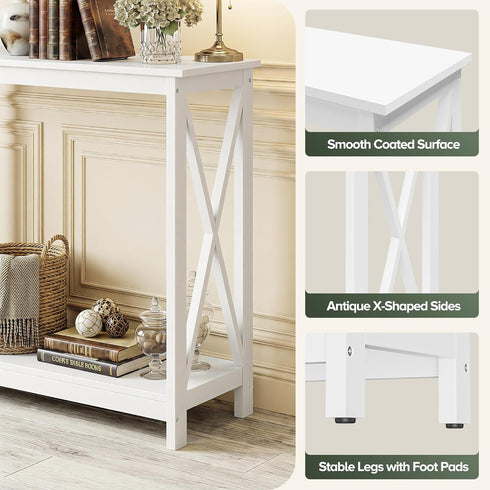 2-Tier 11.8" 39.4" 31.6" ZENY Console Table, Entryway Table, Narrow Sofa Table with Shelves, Entrance Table for Living