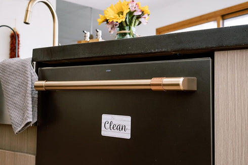 Dark Brown & White Wood Clean Dirty Magnet for Dishwasher, Reversible Sign Indicator, Rustic Kitchen Decor