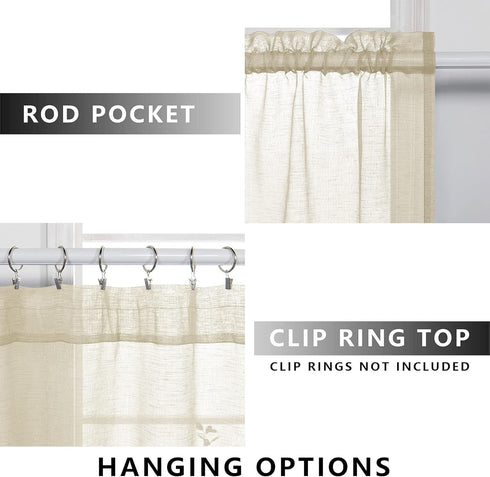 KOUFALL Sheer Curtains 96 Inches Long, 2 Panel Set, Cream Beige Lightweight Thin Linen Look for Bedroom
