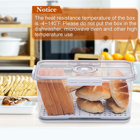 Airtight Bread Box for Homemade Bread, Kitchen Counter Storage Container with Lid, White