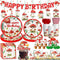 cocomigo 185Pcs Mushroom Birthday Decorations Tableware Set, Mushroom Birthday Decorations with Plates