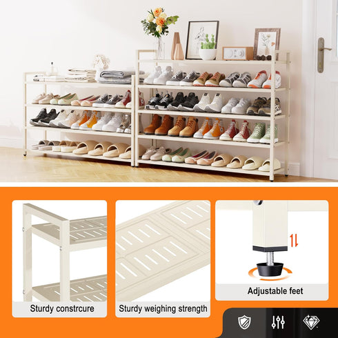 DIDSIS 3-Tier 200 lbs Closet, Heavy Duty Metal Shoe Rack, Load Capacity Shoe Organizer with Reinforced Steel Tubes
