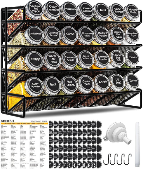 UVIAHOMI Magnetic Spice Rack Organizer for Refrigerator with 28 Spice Jars, 386