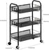 5 360 41 Inch 3-Layers) Fruit Vegetable Basket Storage Cart Tier Stackable Metal Mesh Basket with Degree Wheels High