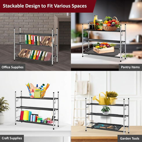 Adjustable Expandable Shoe Rack Storage Organizer, Large Free Standing Closet Shelf for Bedroom, 3 Tier