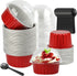 BAKINGPAK 50PCS Mini Aluminum Pans with Lids, 4OZ Baking Cups, Disposable Ramekins, Red Mini Cake Pans for Birthday