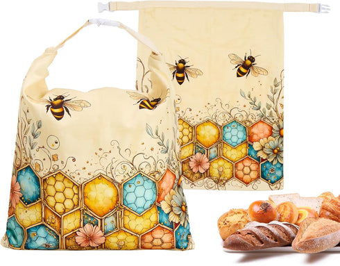 Ronxzas Beeswax Bread Bags for Homemade Sourdough, 2 Pack Reusable Natural Cotton Large