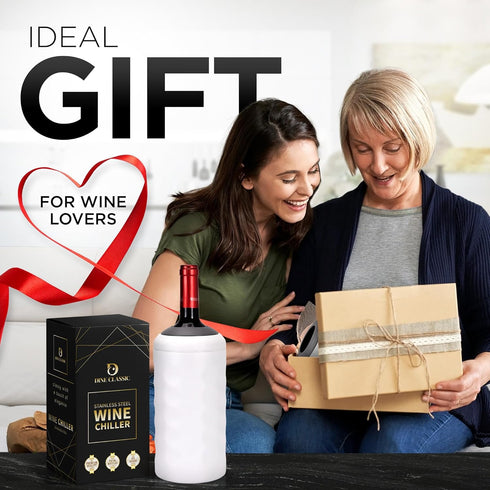 750ml 6+ Premium Wine Chiller - Stainless Steel Wine Bottle Cooler, Vacuum Insulated & Double-Walled - Keeps Wine Cold