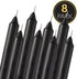 Straight Black Candlesticks Pack of 8, 6" Coated Black Unscented Candles for Halloween, Wedding, Home Decoration