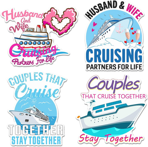 Hoteam 4 Pcs Large Cruise Door Decorations, Waterproof Magnetic Husband and Wife Cruise Door Magnets for Cabin Stateroom