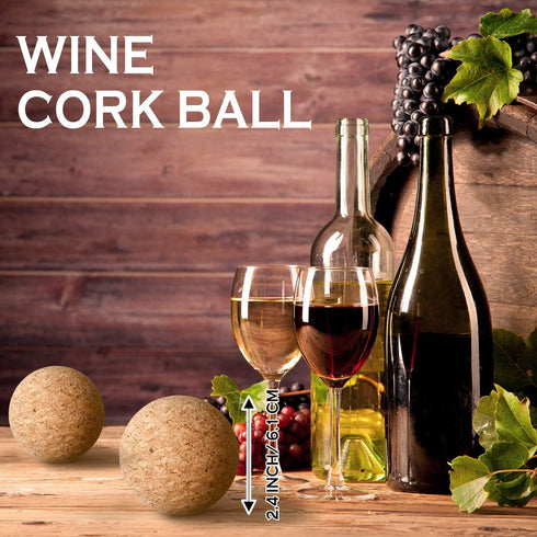 Shappy 2 Pieces Cork Ball Stopper for Wine Glass, Decanter Replacement for Christmas Holiday Party Supply