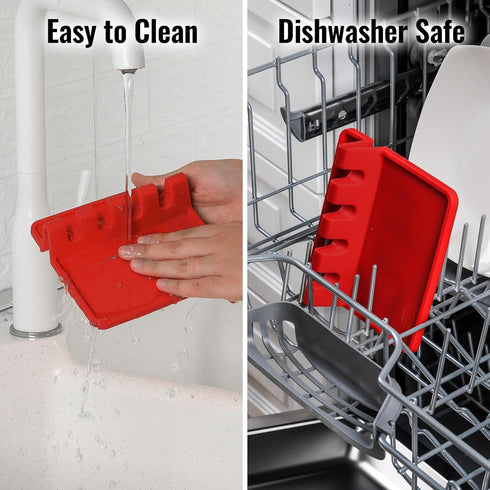 Zulay Kitchen Silicone Utensil Rest with Drip Pad - BPA-Free Heat-Resistant Spoon Holder for Kitchen
