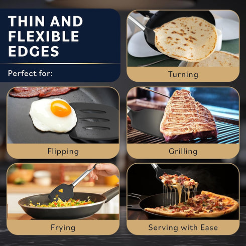 Home Hero Silicone Spatula Set - Ergonomic Handles, High Heat Resistant Kitchen Utensils Set, BPA Free, Black