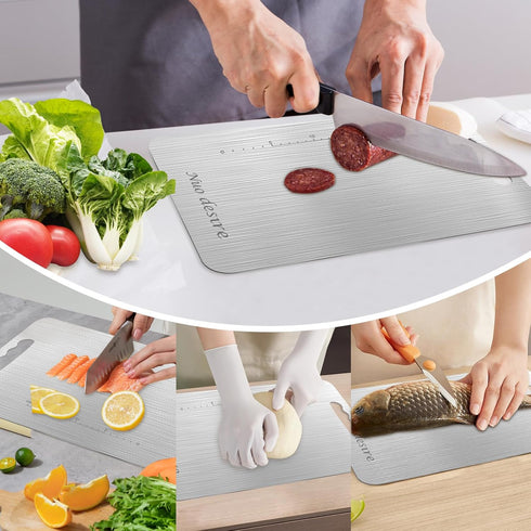 Nuo desire (11.7 18.9 Titanium Cutting Board Large for Kitchen, New Upgrade Titanium Steel Double Sided Food-Grade