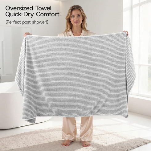 Set 6 35"x70" 100% 2 2 2 REDKISS Ultra Soft Bath Towels of Large | Microfiber, Highly Absorbent & Quick Dry | Grey