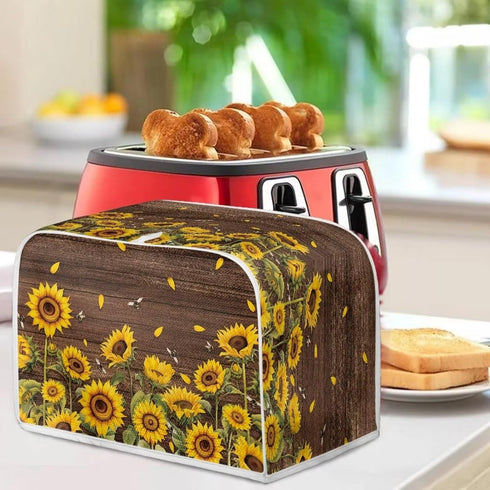 Sunflower Print Toaster Cover, Universal 4 Slice Dustproof Oven Cover for Toaster Accessories