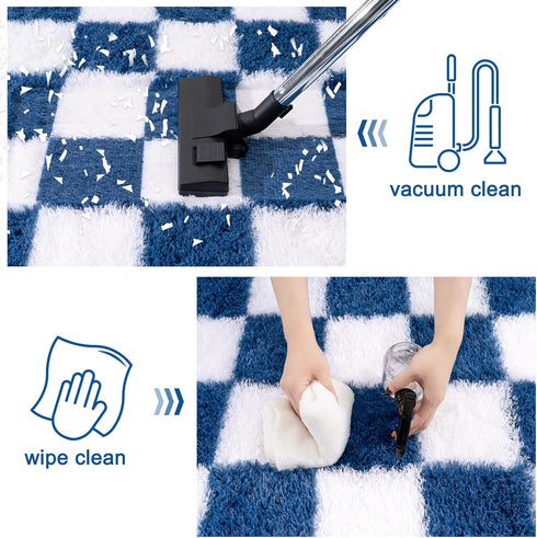 5x7, Checkered Rugs for Bedroom, Ultra Fluffy Fuzzy Shag Area Rug for Living Room Modern Plush Soft Upgrade Non-Slip