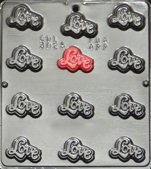 "Love" Bite Size Chocolate Candy Mold for Valentines Day, 3025