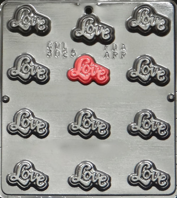 "Love" Bite Size Chocolate Candy Mold for Valentines Day, 3025
