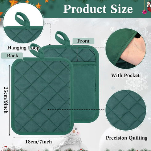 20 7x9'' Hoolerry Pieces Pot Holders with Pocket Sublimation Cotton Oven Pot Holders Bulk with Hanging Loops Pads