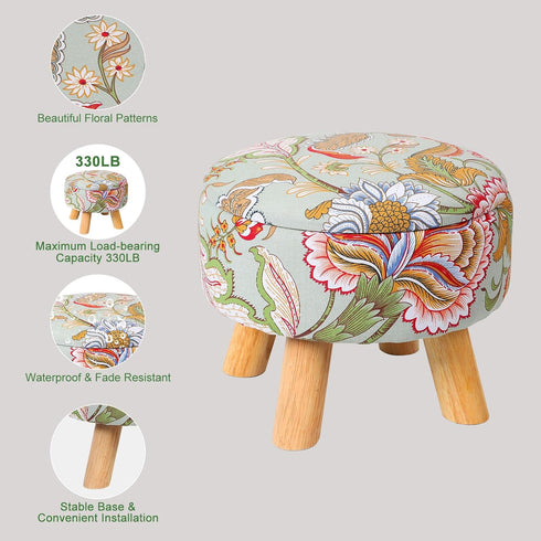 12.7 10.6 Round Storage Ottoman with Reversible Tray Lid, "W x "H Upholstered Footrest Pouf with Anti-slip
