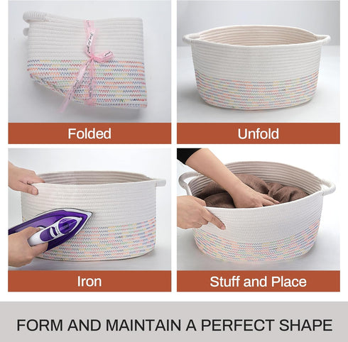 Medium Storage Basket with Handles, 17"L x 12.5"W x 8.5"H, Home Decor Towel Basket, Book & Magazine Storage (1 PCS