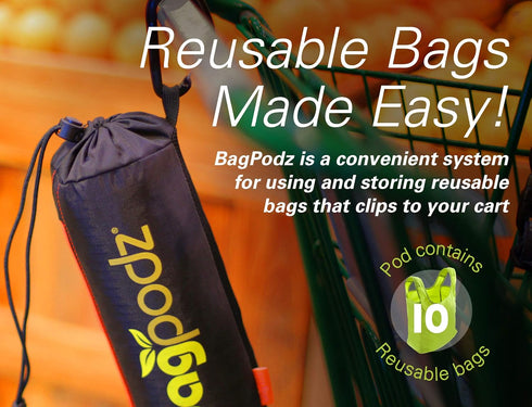 BagPodz 50lbs 10 Pack Sturdy Reusable Grocery Bags Foldable and Washable - Made From RipStop Nylon Hold - Designed