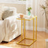 Easy Paws C Table Side End Table, Small C Shaped Table for Sofa,Glass Couch Sofa Tray Snack Table for Living Room