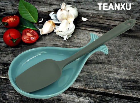Aqua Blue Whale Spoon Rest for Kitchen Counter, Ceramic Spoon Holder for Stove Top, Modern Farmhouse Kitchen Décor, 7.8