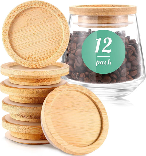 Yogurt Jar Lids Set Bamboo Wood with Silicone Sealing Rings Storage Canning